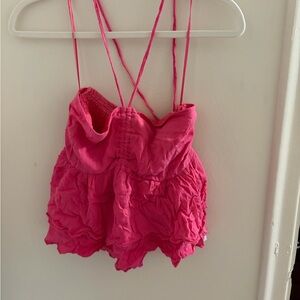 Hollister Hot Pink Ruffled Tank Top